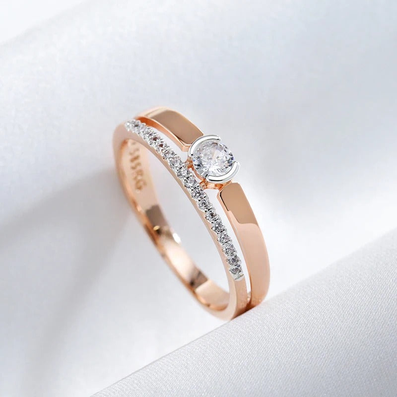 Dobbelt ring belagt i 18 karat rosa guld med cubic zirconia