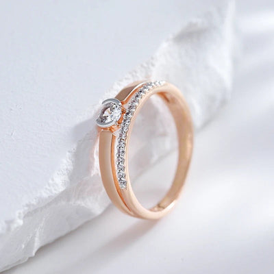 Dobbelt ring belagt i 18 karat rosa guld med cubic zirconia